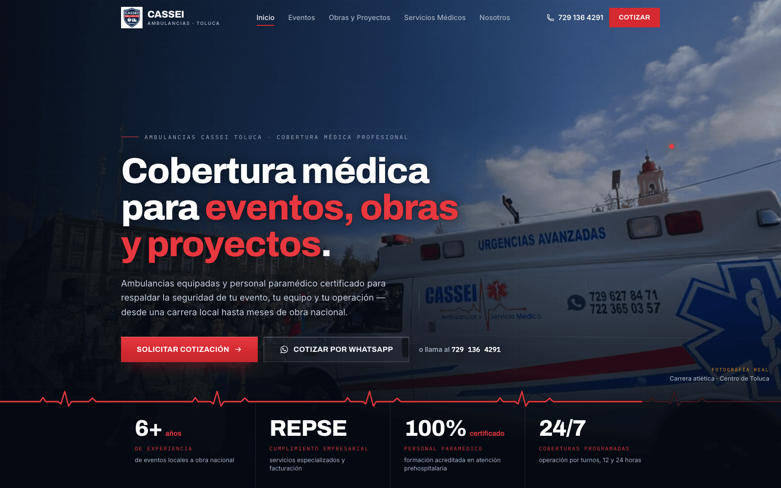 Página de inicio de Ambulancias CASSEI