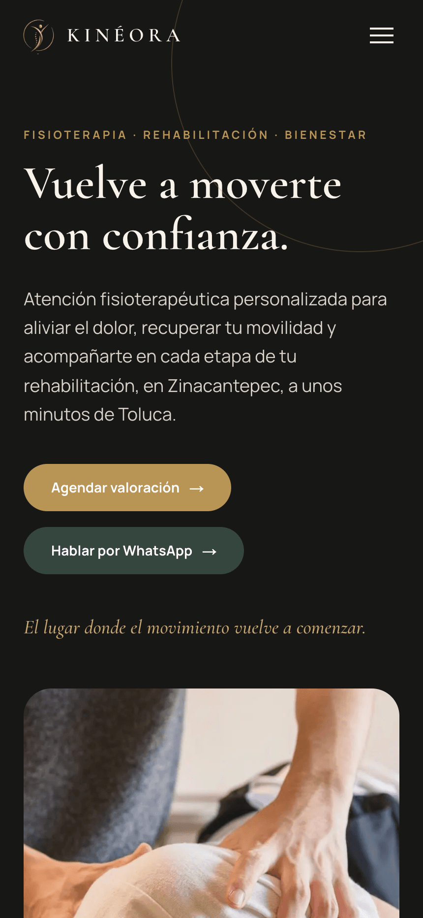 Versión móvil del sitio de Kinéora