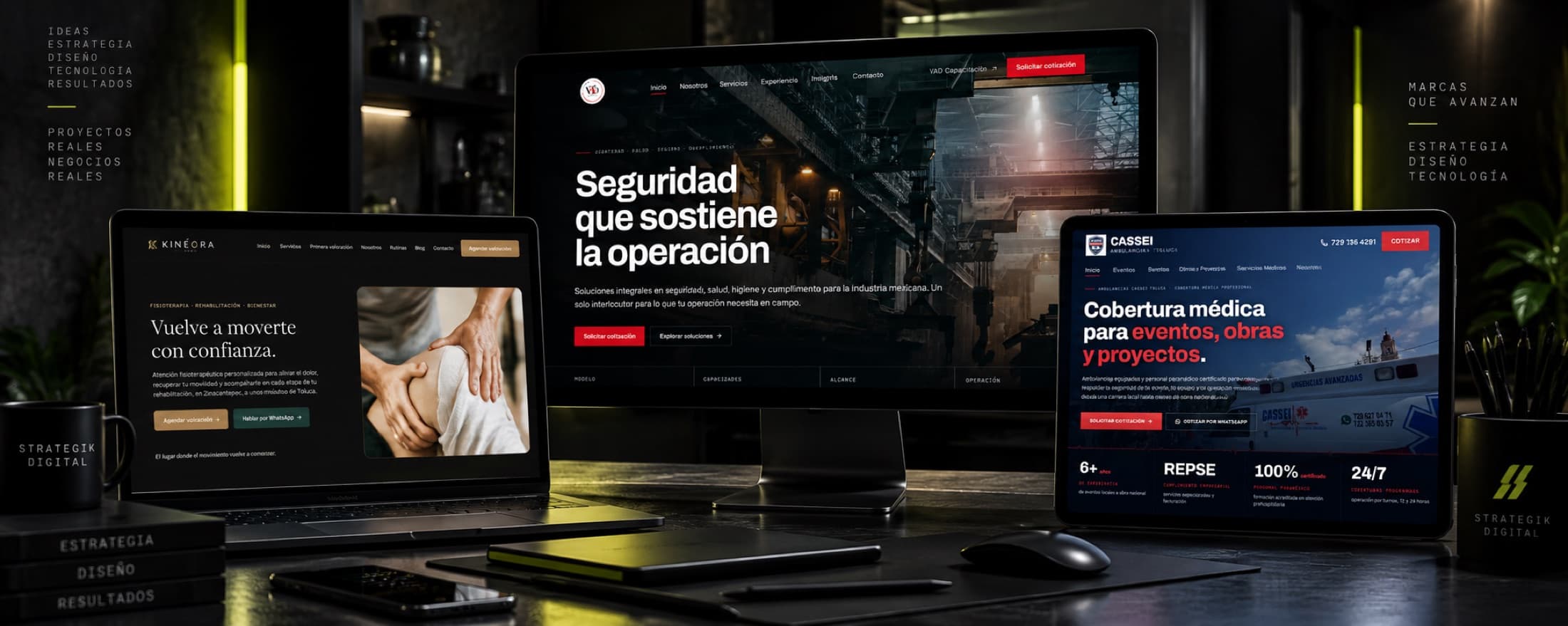 Sitios de Kinéora, Grupo VAD y Ambulancias CASSEI en distintos dispositivos